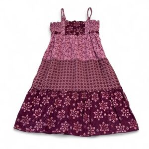 Mossimo Girl's Size Large 100% Cotton Tiered Floral Patchwork Dress Sleeveless